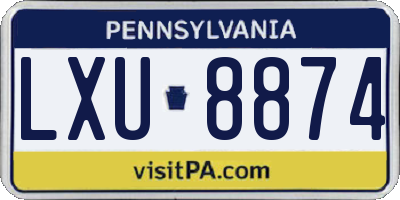 PA license plate LXU8874