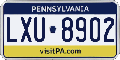 PA license plate LXU8902