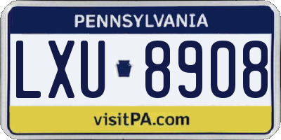 PA license plate LXU8908