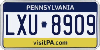 PA license plate LXU8909