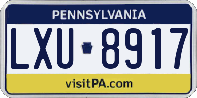 PA license plate LXU8917