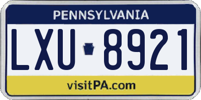 PA license plate LXU8921