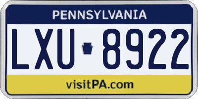 PA license plate LXU8922