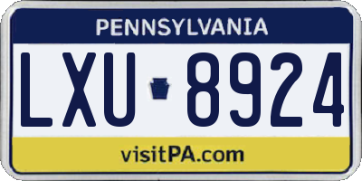 PA license plate LXU8924