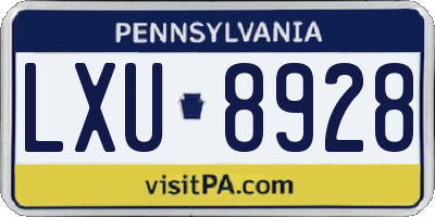PA license plate LXU8928