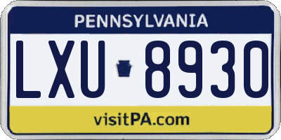PA license plate LXU8930