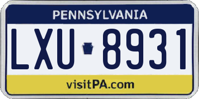 PA license plate LXU8931