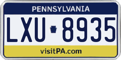 PA license plate LXU8935