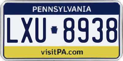 PA license plate LXU8938