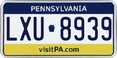 PA license plate LXU8939