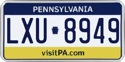 PA license plate LXU8949