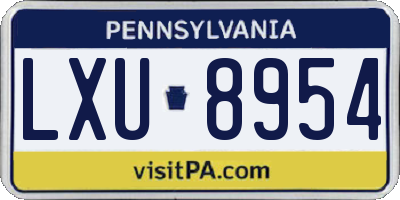 PA license plate LXU8954