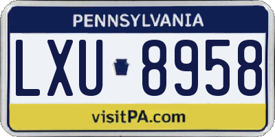 PA license plate LXU8958