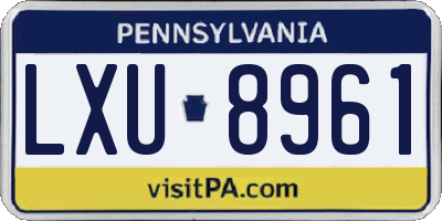 PA license plate LXU8961