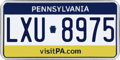PA license plate LXU8975