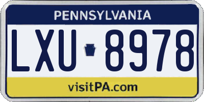 PA license plate LXU8978