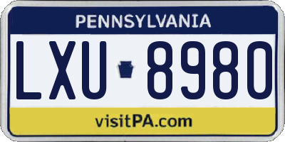 PA license plate LXU8980