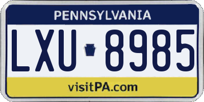 PA license plate LXU8985