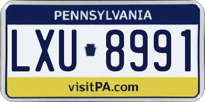 PA license plate LXU8991