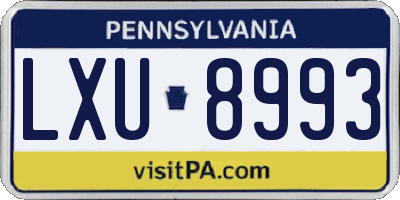 PA license plate LXU8993