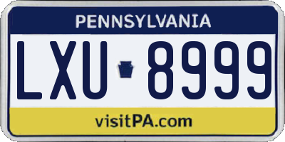 PA license plate LXU8999