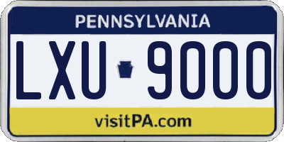 PA license plate LXU9000