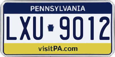 PA license plate LXU9012