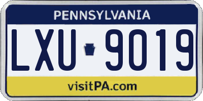 PA license plate LXU9019