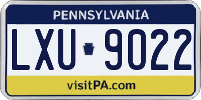 PA license plate LXU9022