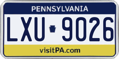 PA license plate LXU9026