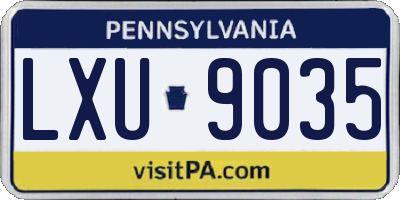 PA license plate LXU9035