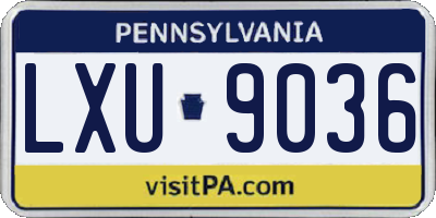 PA license plate LXU9036