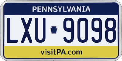 PA license plate LXU9098