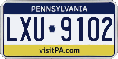 PA license plate LXU9102