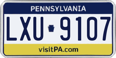 PA license plate LXU9107