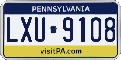 PA license plate LXU9108