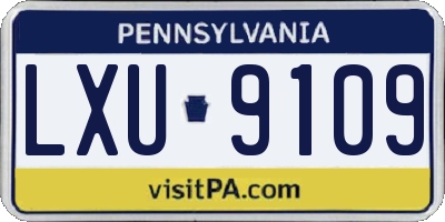 PA license plate LXU9109