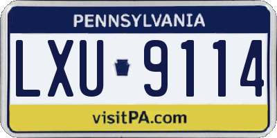 PA license plate LXU9114