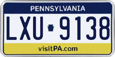 PA license plate LXU9138