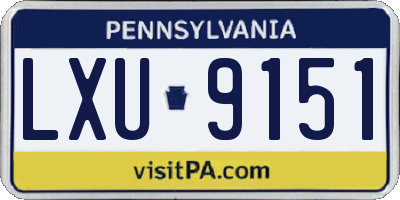 PA license plate LXU9151