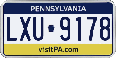 PA license plate LXU9178