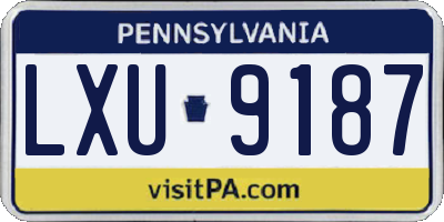 PA license plate LXU9187