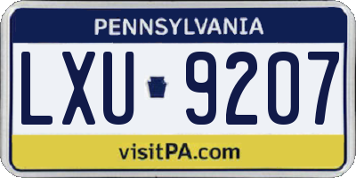 PA license plate LXU9207
