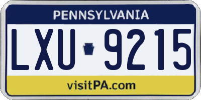 PA license plate LXU9215