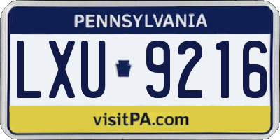 PA license plate LXU9216