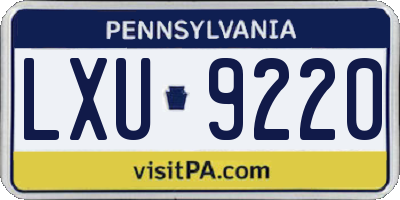 PA license plate LXU9220