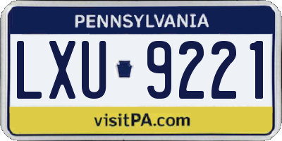 PA license plate LXU9221