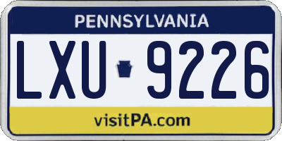 PA license plate LXU9226