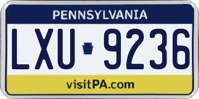 PA license plate LXU9236
