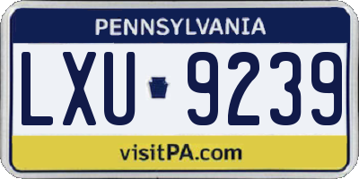 PA license plate LXU9239